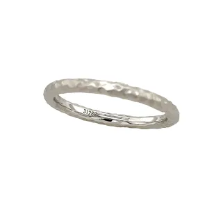 14k White Gold Hammered Stacking Ring