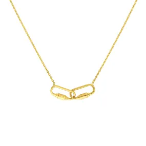 14K Yellow Gold Pettie Carabiner Links Adjustable Necklace