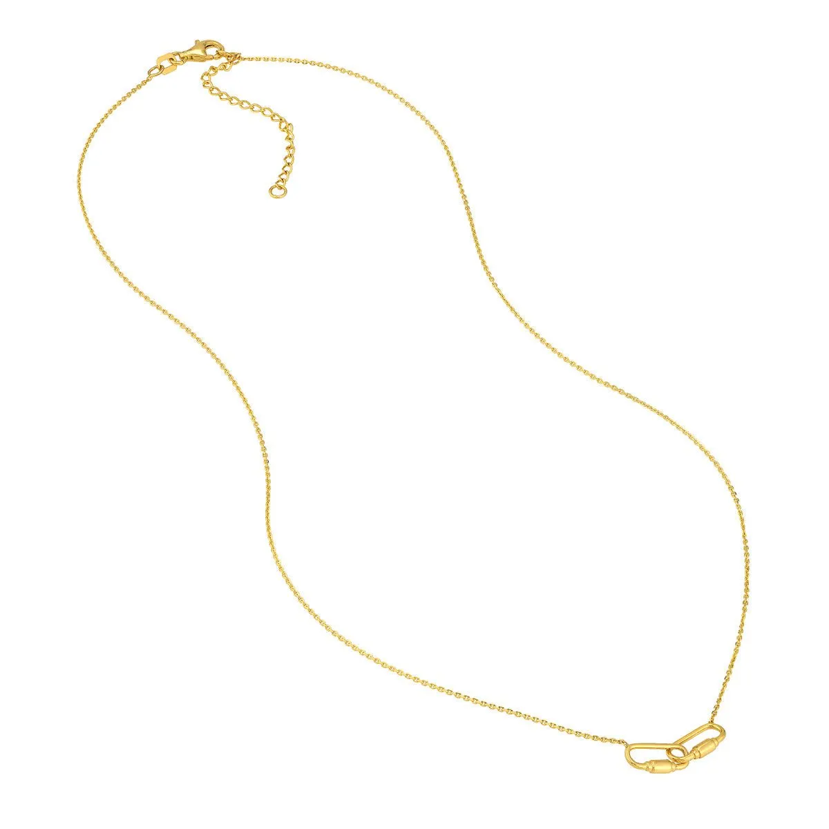 14K Yellow Gold Pettie Carabiner Links Adjustable Necklace