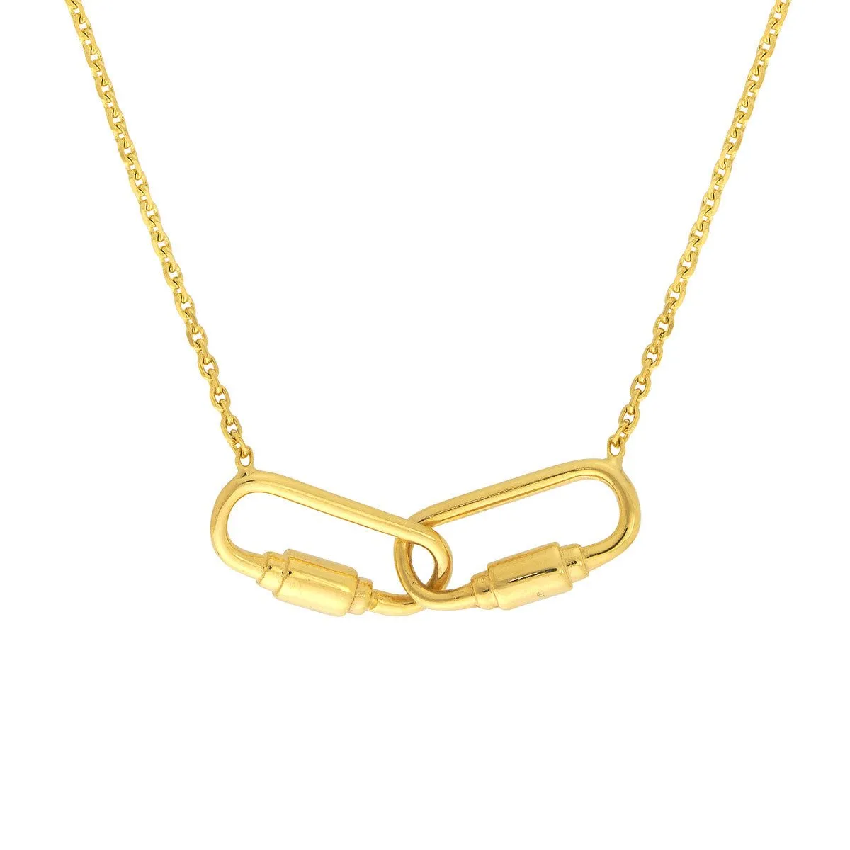 14K Yellow Gold Pettie Carabiner Links Adjustable Necklace