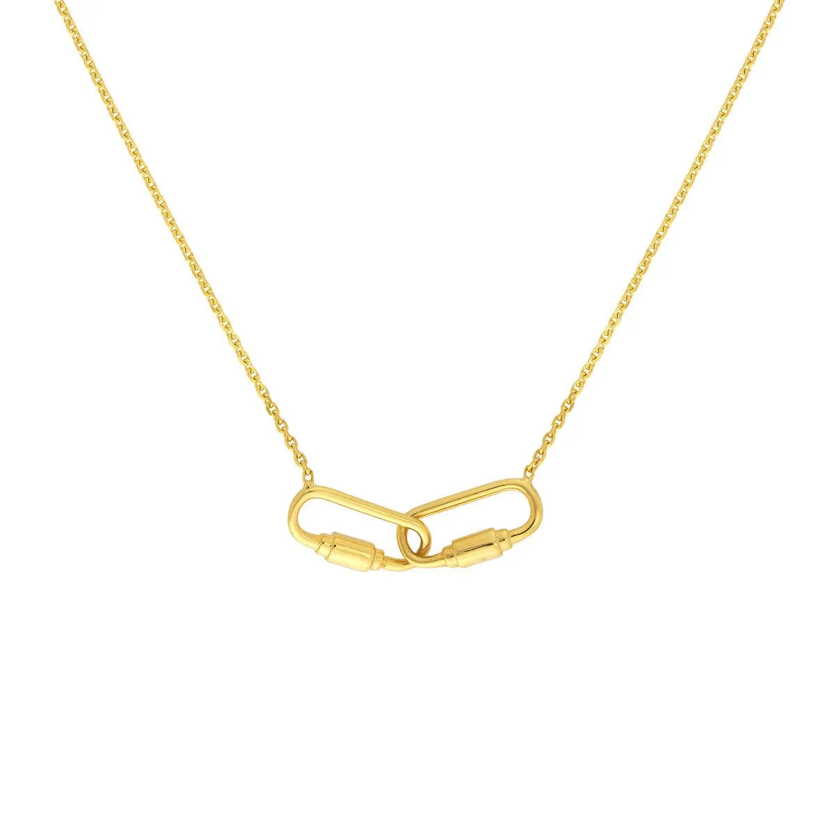 14K Yellow Gold Pettie Carabiner Links Adjustable Necklace