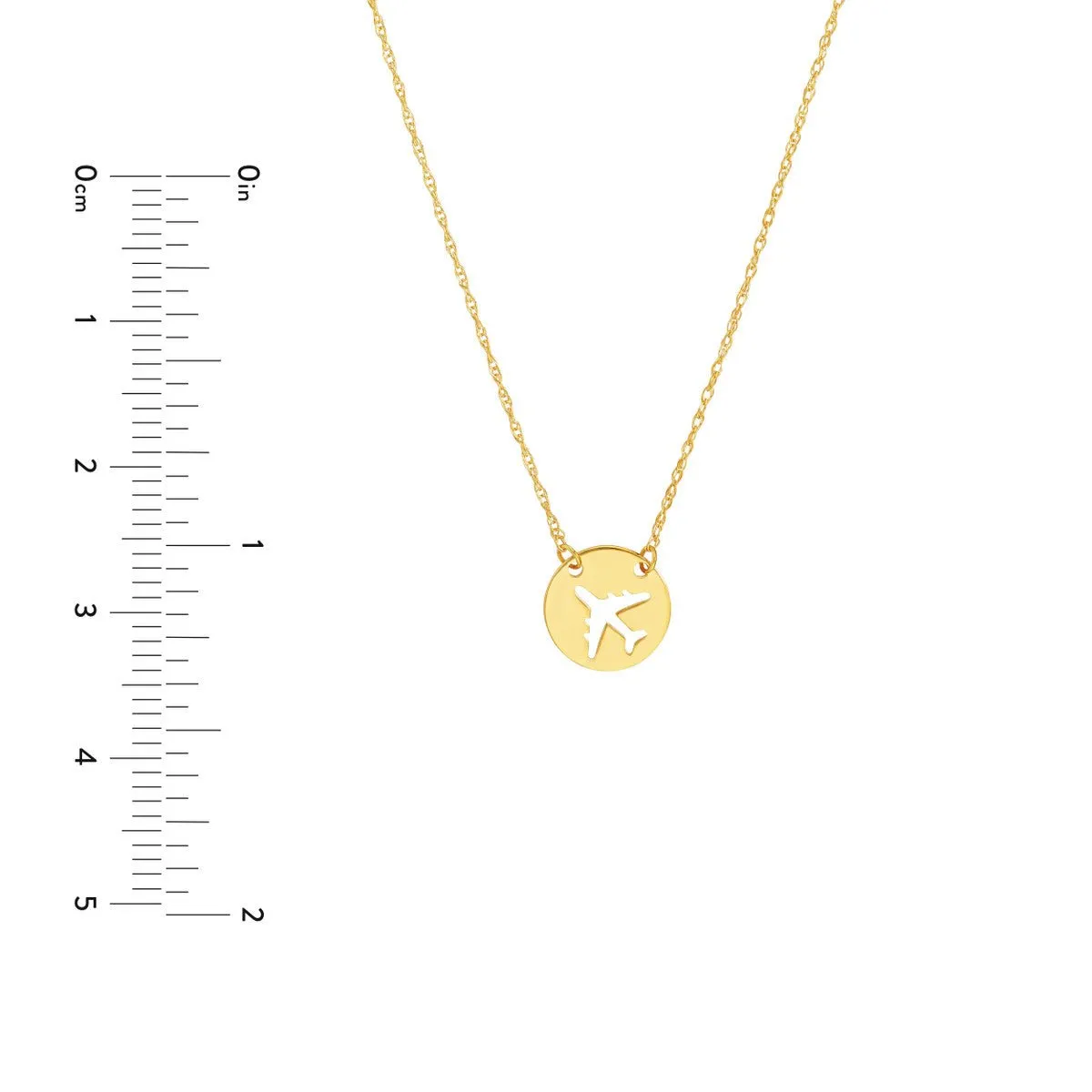 14K Yellow Gold So You Cutout Airplane Mini Disc Adjustable Necklace