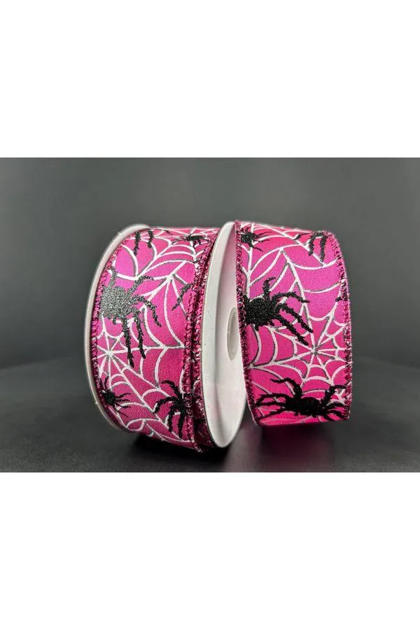 1.5" Spiders and Web Ribbon: Fuchsia (10 Yards)