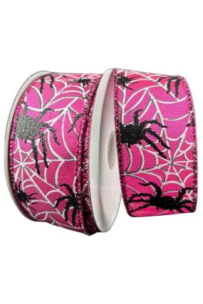 1.5" Spiders and Web Ribbon: Fuchsia (10 Yards)