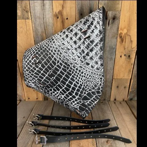 2000-2024 Harley Softail Saddle Bag Chopper & Hardtail Motorcycle B&W Alligator