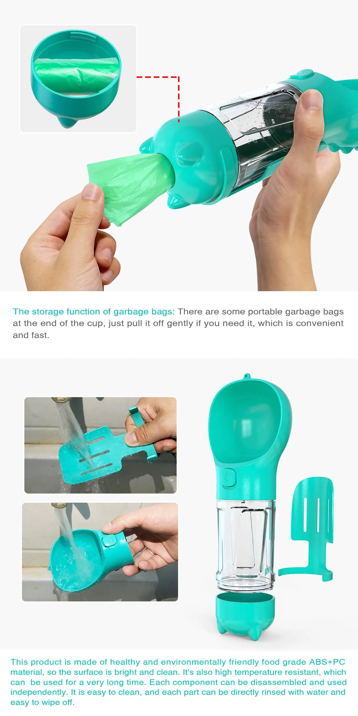 4-in-1 Pet Dog Portable Water Bottle