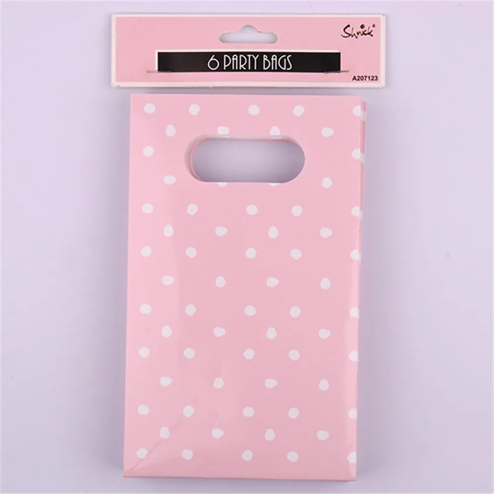 6pk Pink Paper Party Loot Bags with White Dotty