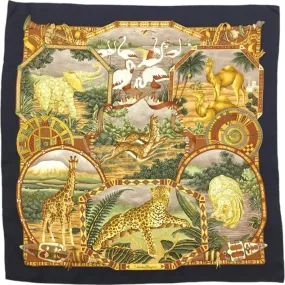 983198AQ (S2) Salvatore Ferragamo Scarf Animal Pattern Multicolor Silk