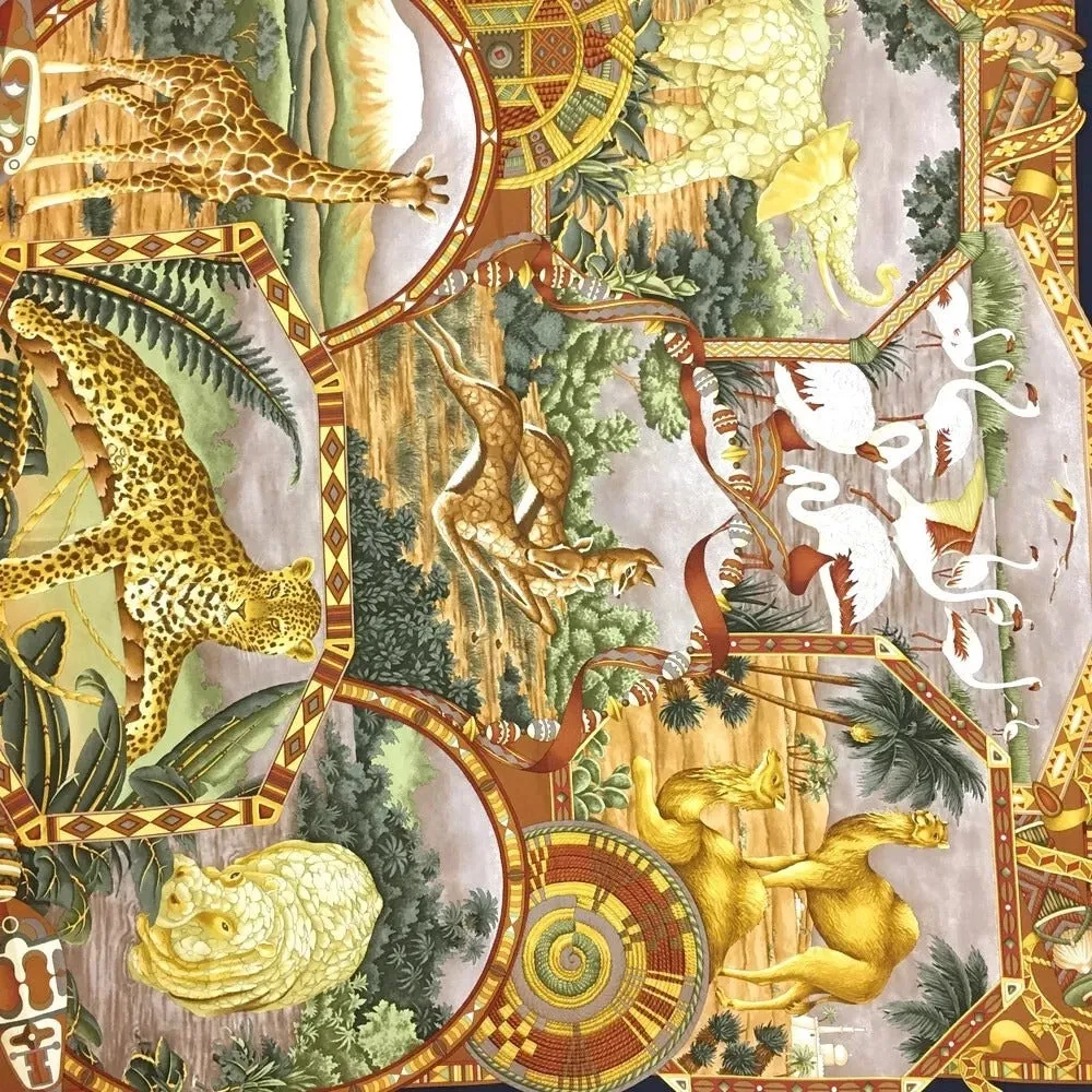 983198AQ (S2) Salvatore Ferragamo Scarf Animal Pattern Multicolor Silk