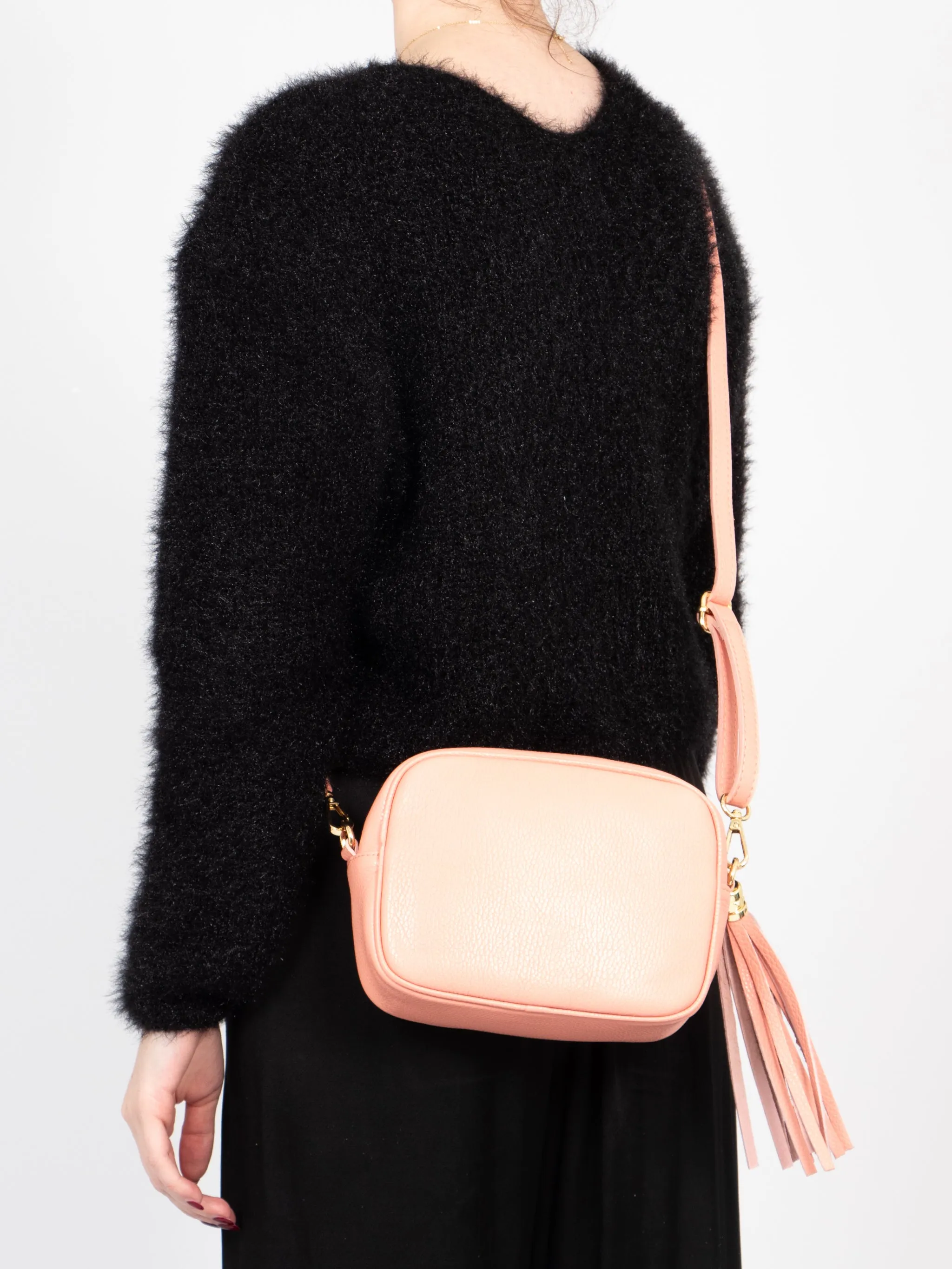 Beau - Italian Leather Crossbody Bag - Salmon Pink, Pebbled
