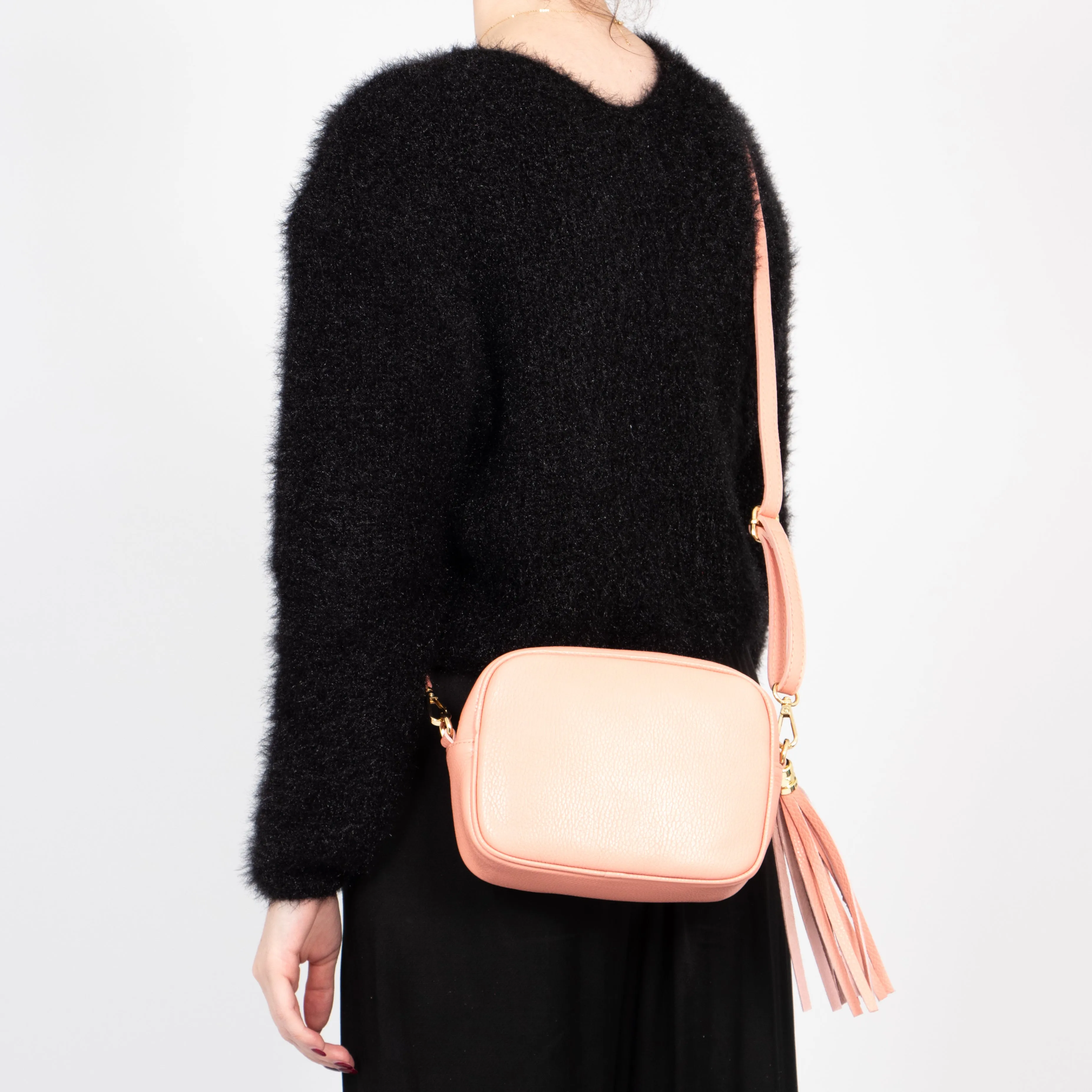 Beau - Italian Leather Crossbody Bag - Salmon Pink, Pebbled