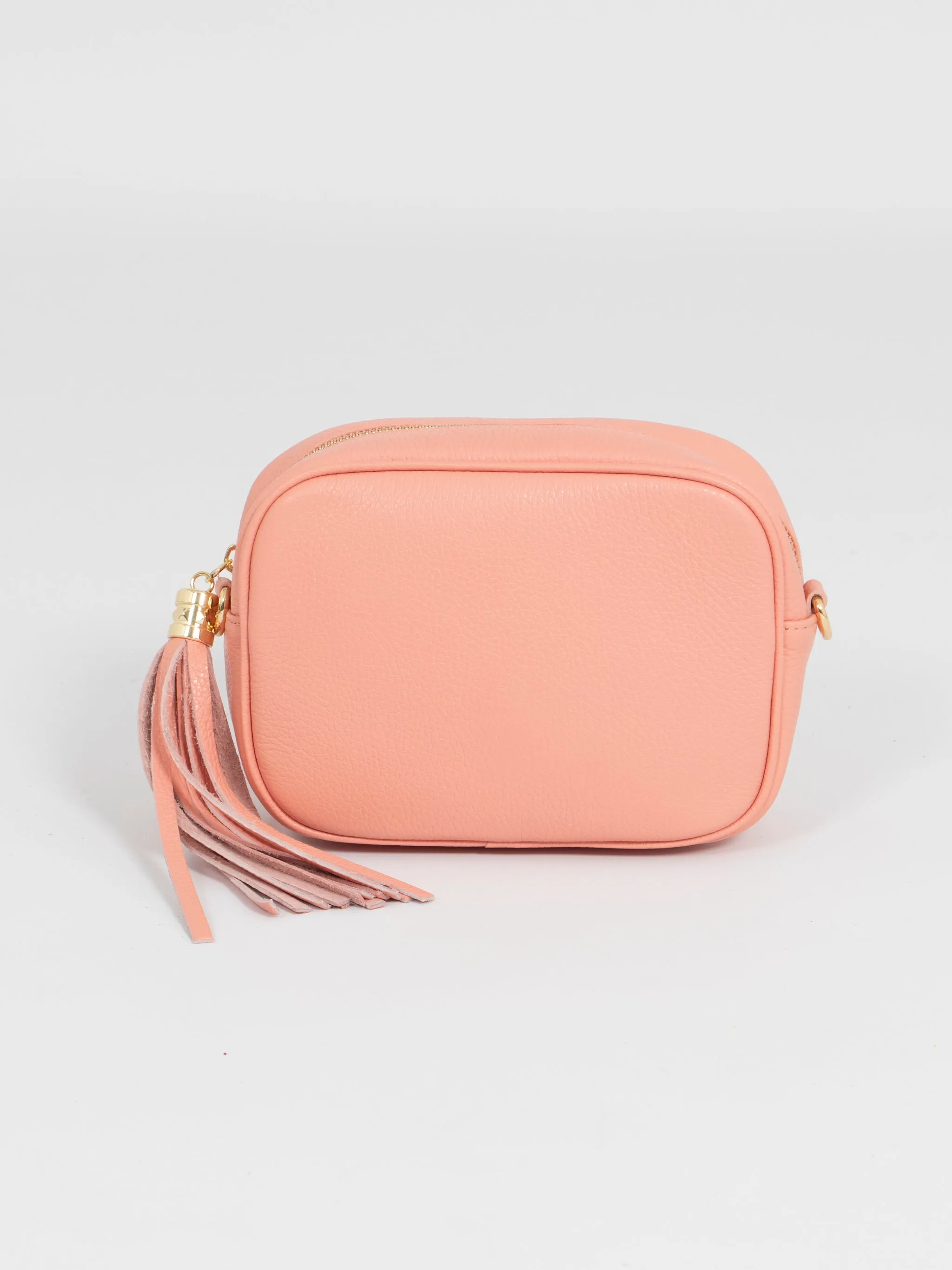 Beau - Italian Leather Crossbody Bag - Salmon Pink, Pebbled