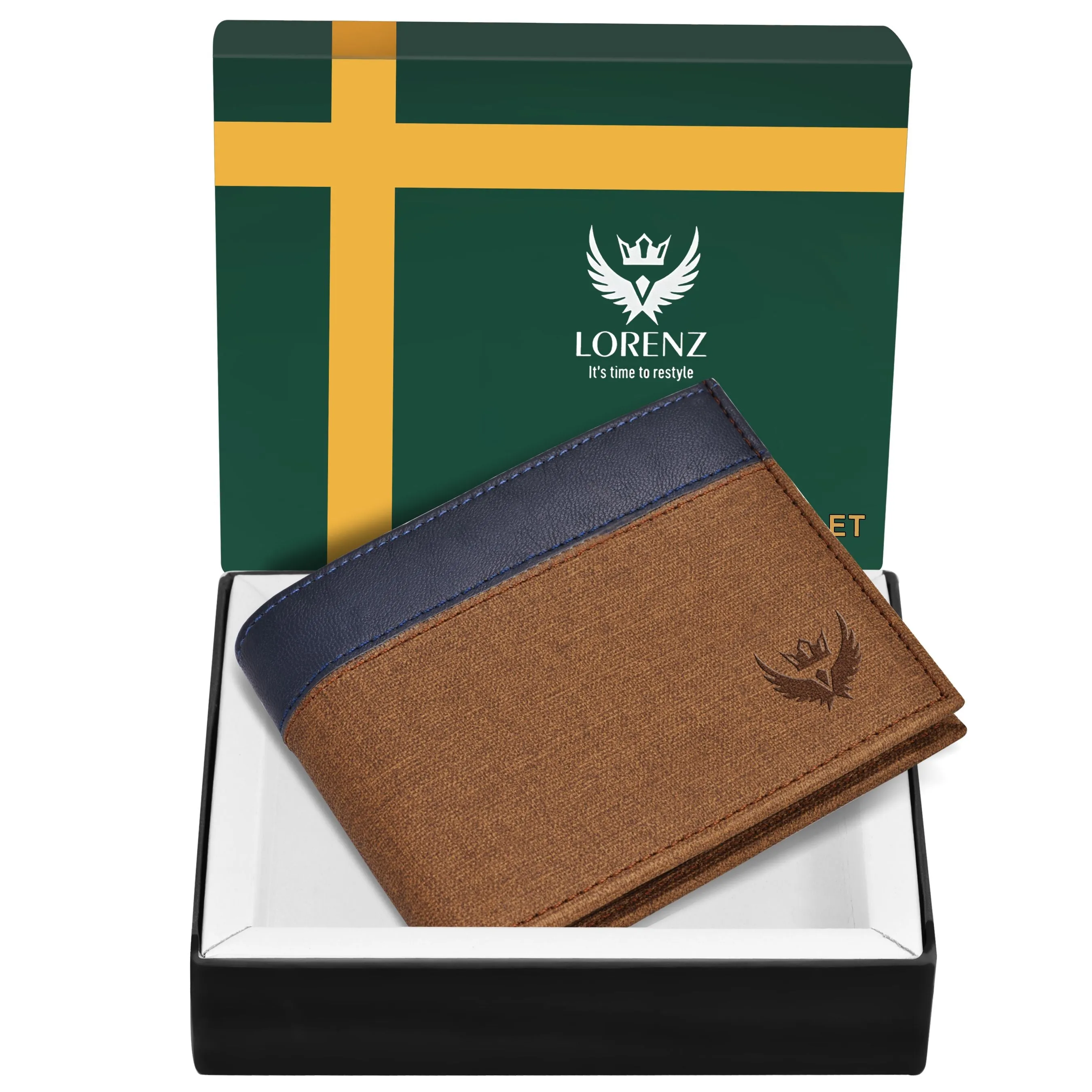 Bi-Fold Casual Blue Wallet for Men (Blue,Grey)