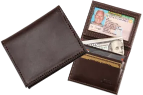 Brown Premium Leather Bifold Credit Card Wallet With ID Window