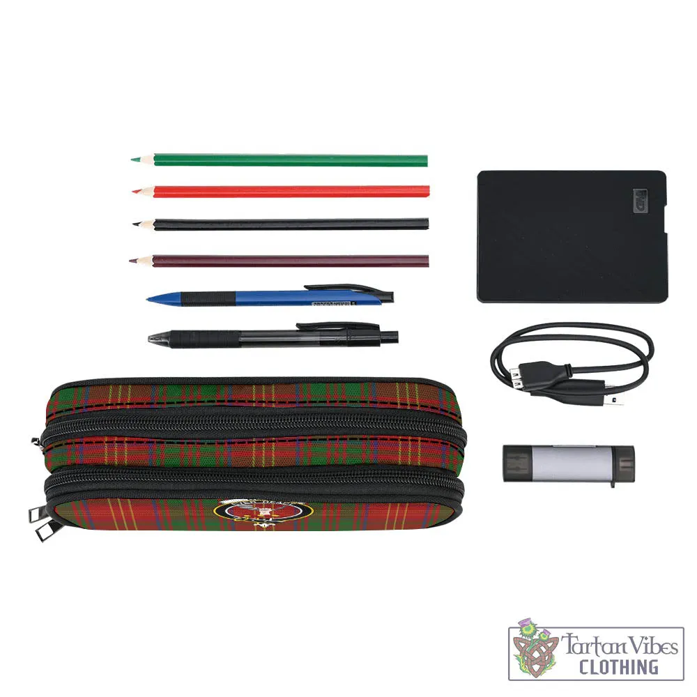 Burns Tartan Pen and Pencil Case with Family Crest