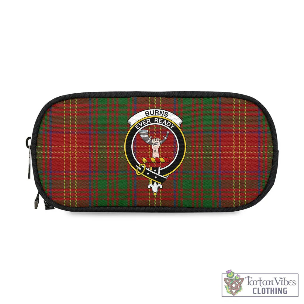 Burns Tartan Pen and Pencil Case with Family Crest