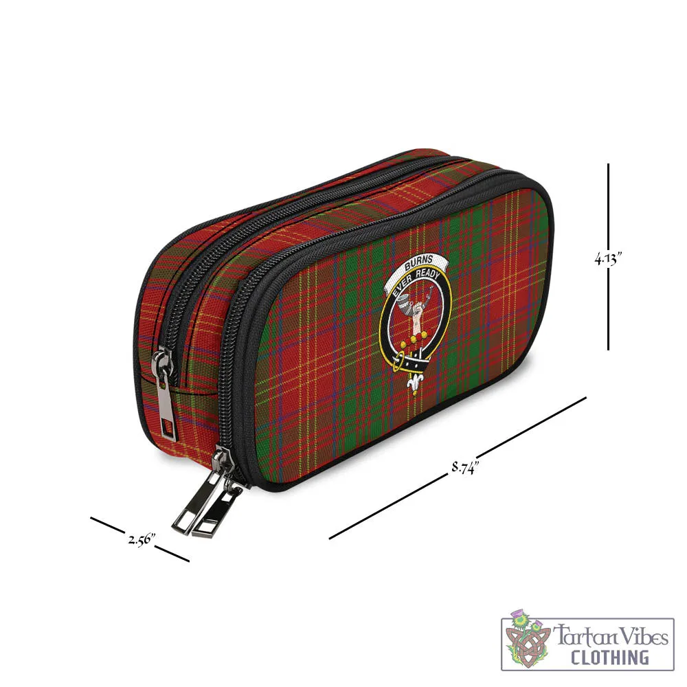 Burns Tartan Pen and Pencil Case with Family Crest