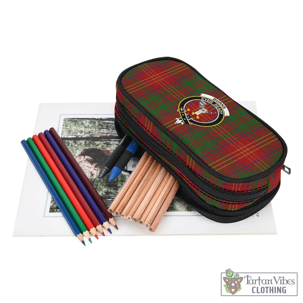Burns Tartan Pen and Pencil Case with Family Crest
