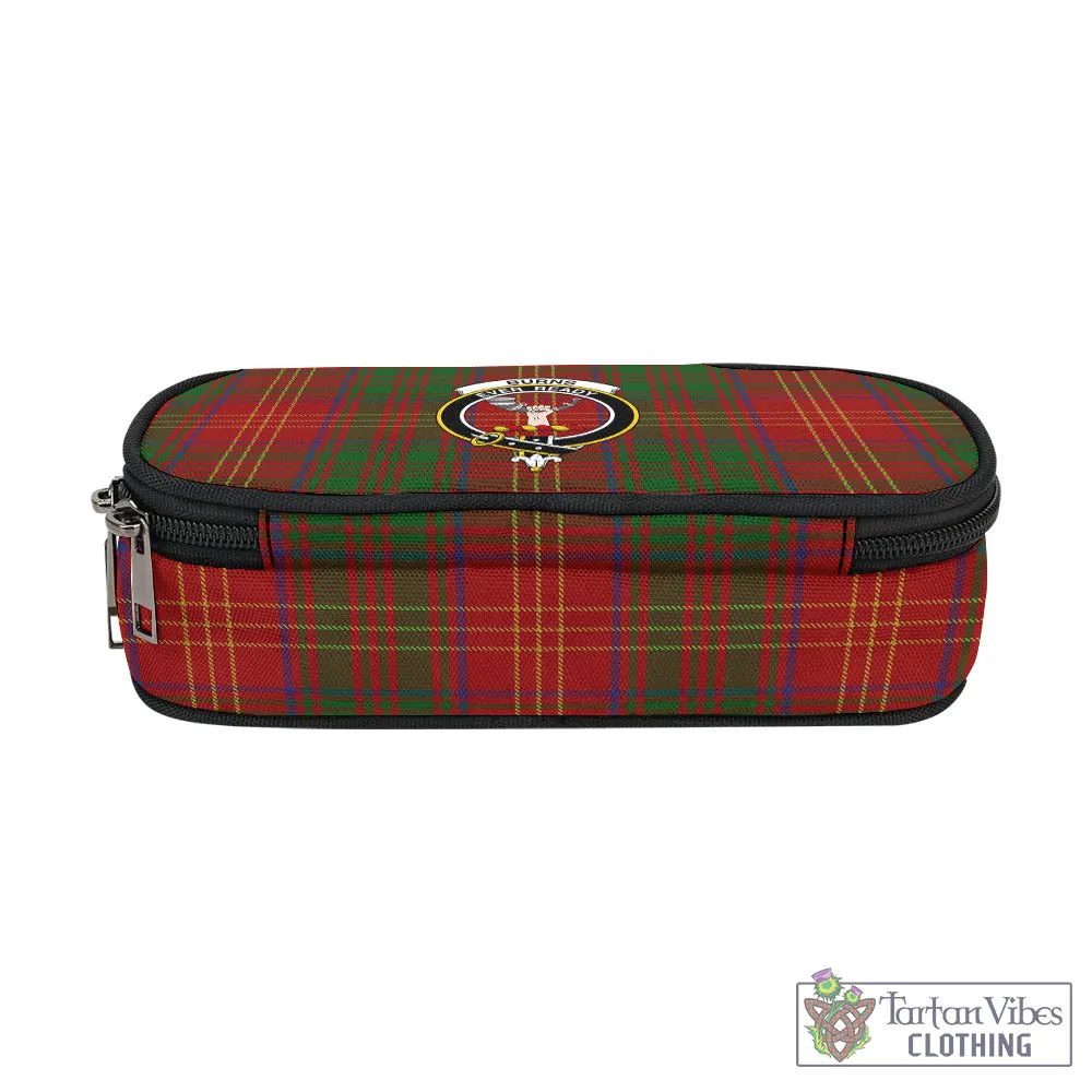Burns Tartan Pen and Pencil Case with Family Crest