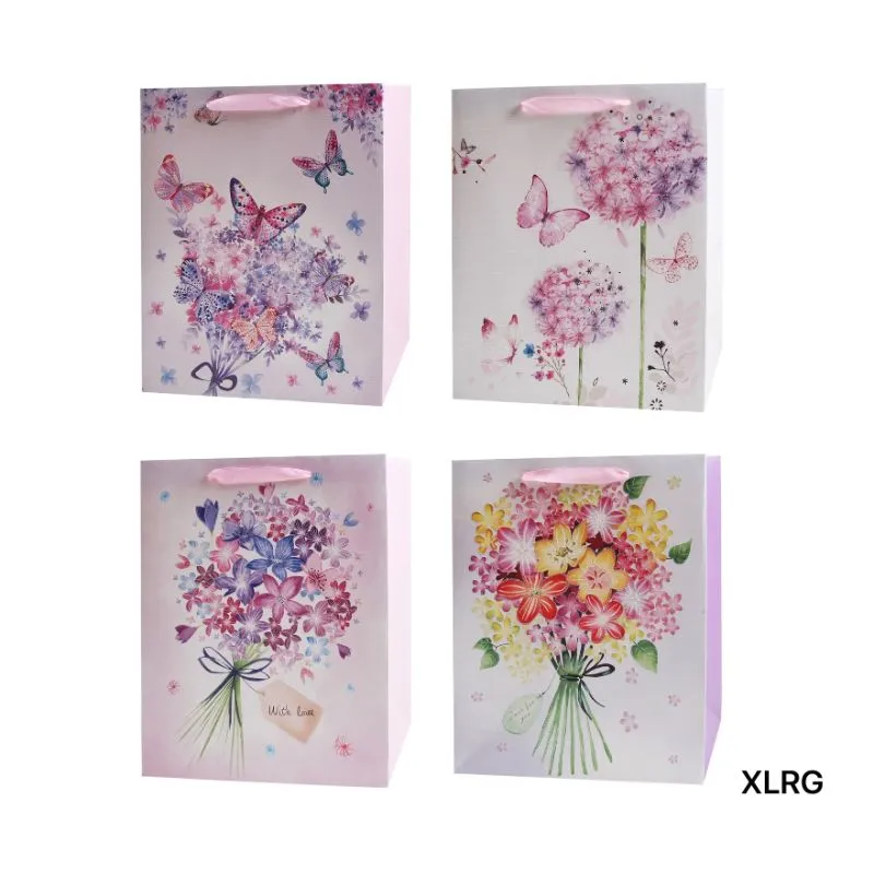Butterfly & Flower Bouquet Extra Large Gift Bag - 42cm x 30cm x 12cm