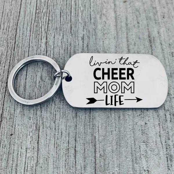 Cheer Mom Keychain - Rectangle Shape - Pick Style