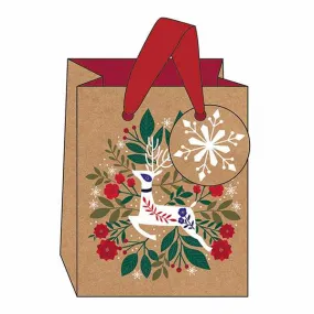 Christmas Gift Bag Small Reindeer Kraft