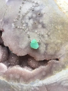 Dainty Raw Chrysoprase Necklace - Chrysoprase Jewelry - Raw Stone - Crystal Healing Choker