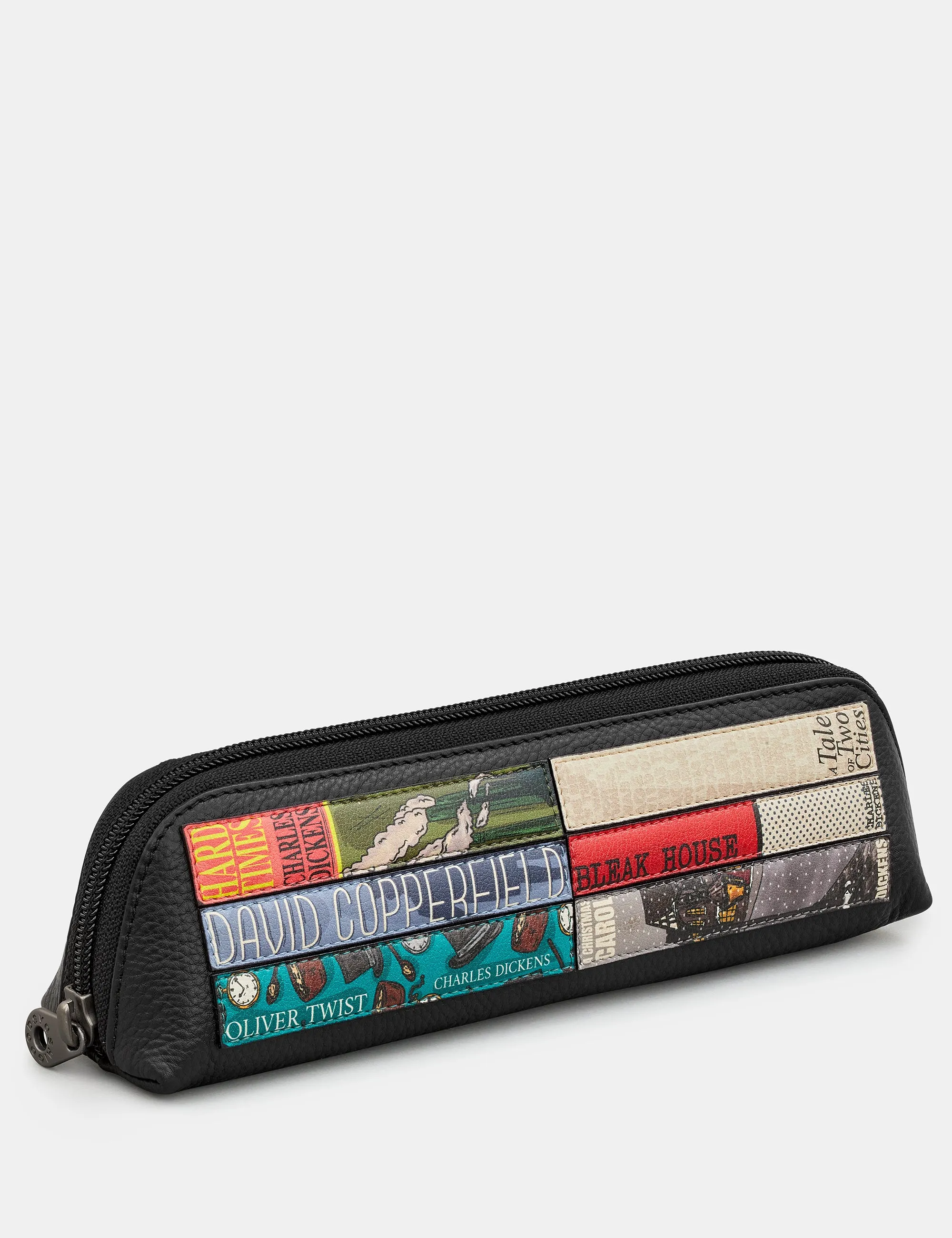 Dickens Bookworm Black Leather Pencil Case