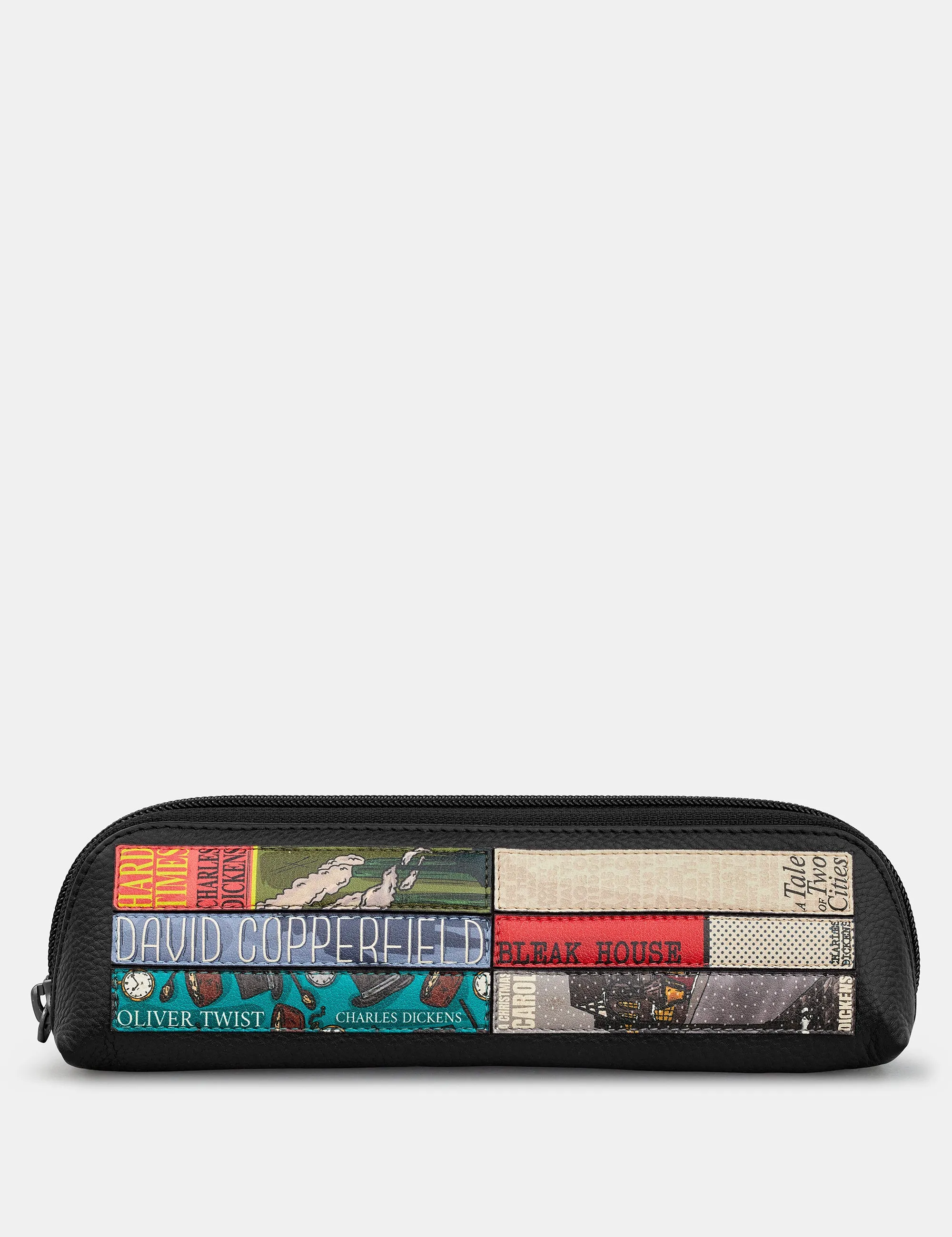 Dickens Bookworm Black Leather Pencil Case