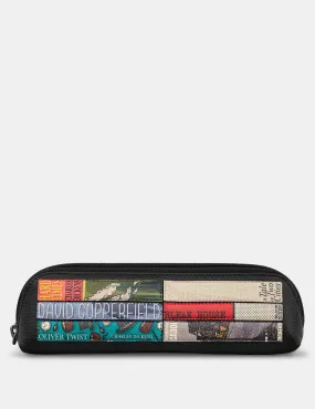 Dickens Bookworm Black Leather Pencil Case