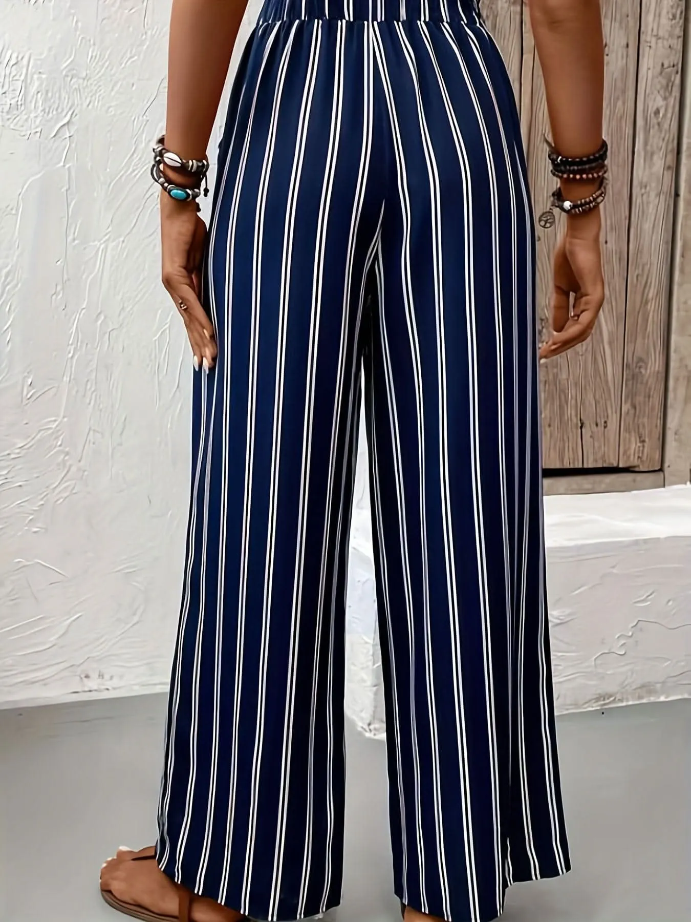 Elegant Striped WideLeg Pants  Paper Bag Waist