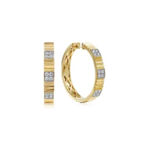 Gabriel & Co. Diamond and Ribbed Gold Hoop Earrings