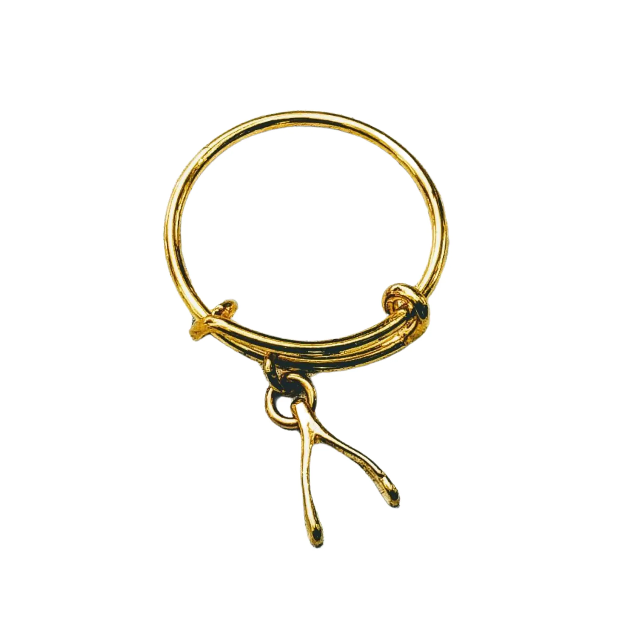 Gold Wishbone Expandable Charm Ring