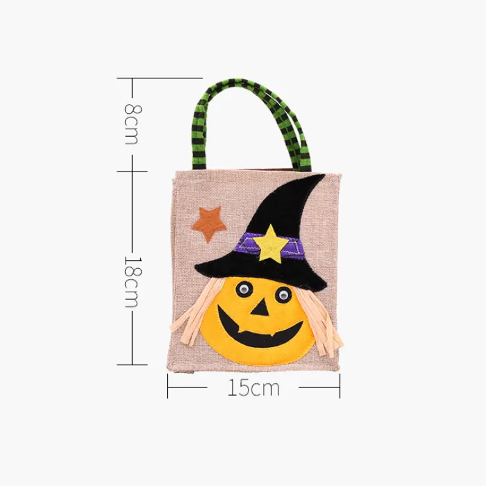 Halloween Decorations Creative Cartoon Pumpkin Black Cat Children's Linen Candy Gift Bag