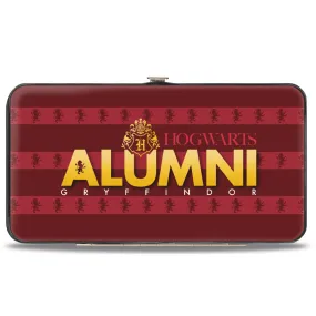 Hinged Wallet - HOGWARTS ALUMNI GRYFFINDOR   Initial Monogram/Lion Icon Stripe Burgundy Reds/Golds/White