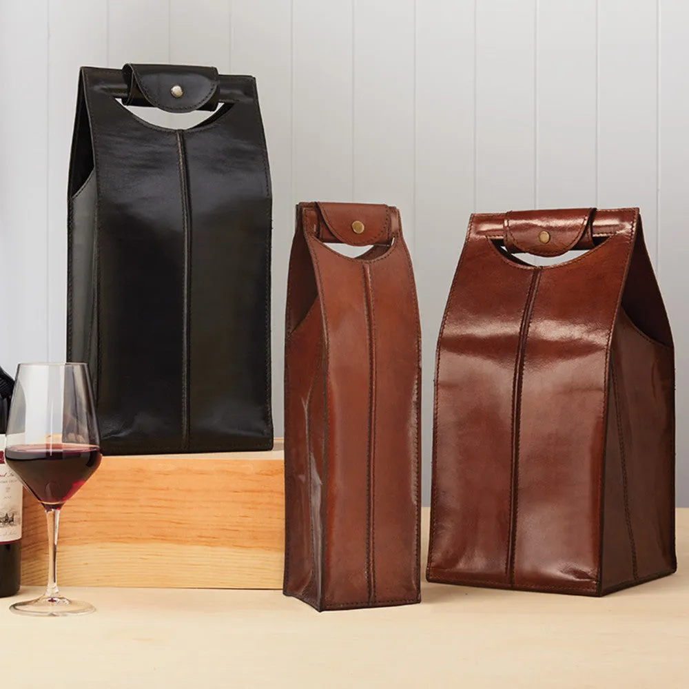 Leather Wine Bag Black 4 Bottle