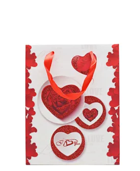 Lovers Design Heart Gift Bag - Red