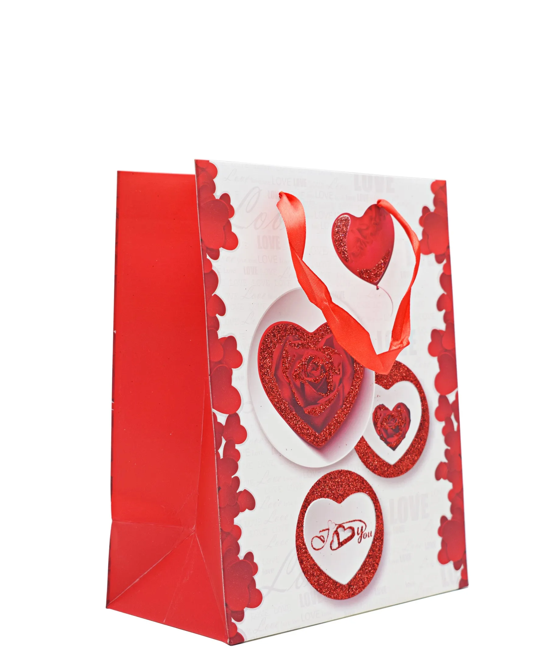 Lovers Design Heart Gift Bag - Red