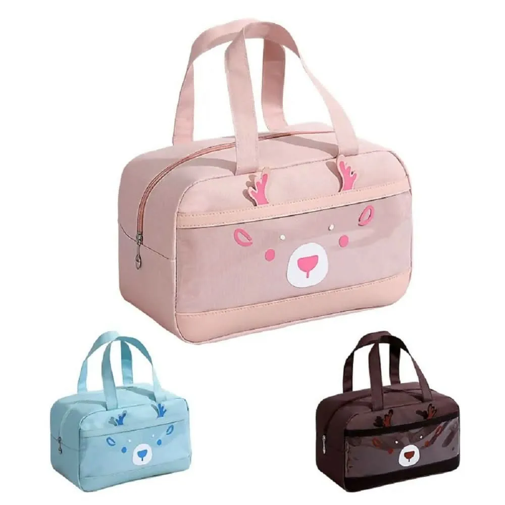 Lunch Carry Bag for Office & Picnic - Deer Design Tiffin Organizer Tote for Men, Women, Kids (Brown, 30x19x14 cm)
