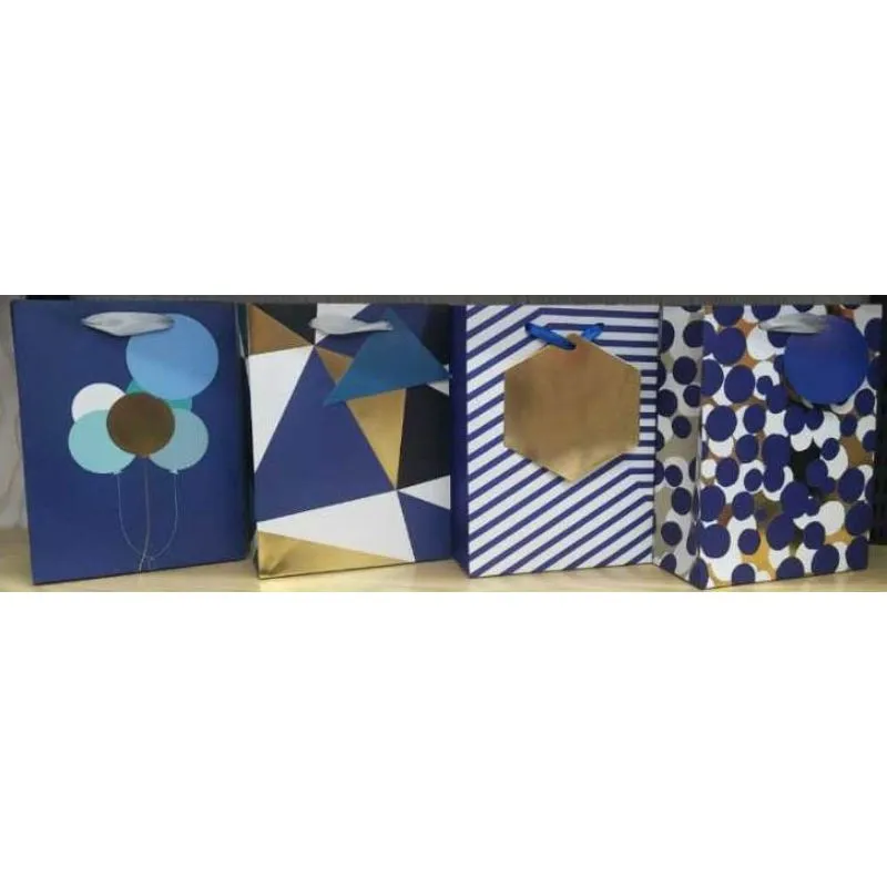 Mens Blue Medium Gift Bag - 23.5cm x 17.5cm x 8cm