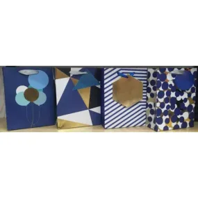 Mens Blue Medium Gift Bag - 23.5cm x 17.5cm x 8cm