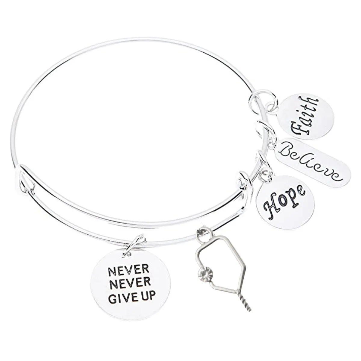 Pickleball Charm Bracelet - Never Give Up