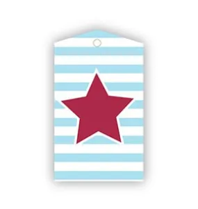Red Star and Blue Stripe Gift Tags, Set of 12Star and Stripes Gift Tags, Elegant Thank You Tags for Favor Bags or Presents