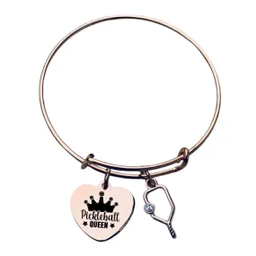 Rose Gold Pickleball Charm Bracelet- Pickleball Queen