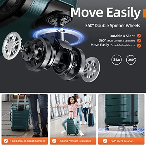 SHOWKOO Carry-On Luggage PC ABS Durable Hardside Suitcase
