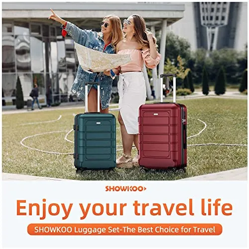 SHOWKOO Carry-On Luggage PC ABS Durable Hardside Suitcase