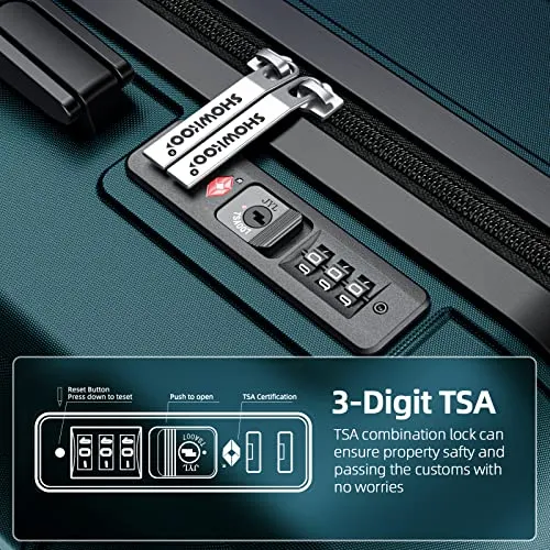 SHOWKOO Carry-On Luggage PC ABS Durable Hardside Suitcase