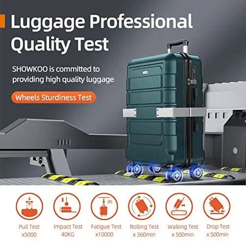 SHOWKOO Carry-On Luggage PC ABS Durable Hardside Suitcase