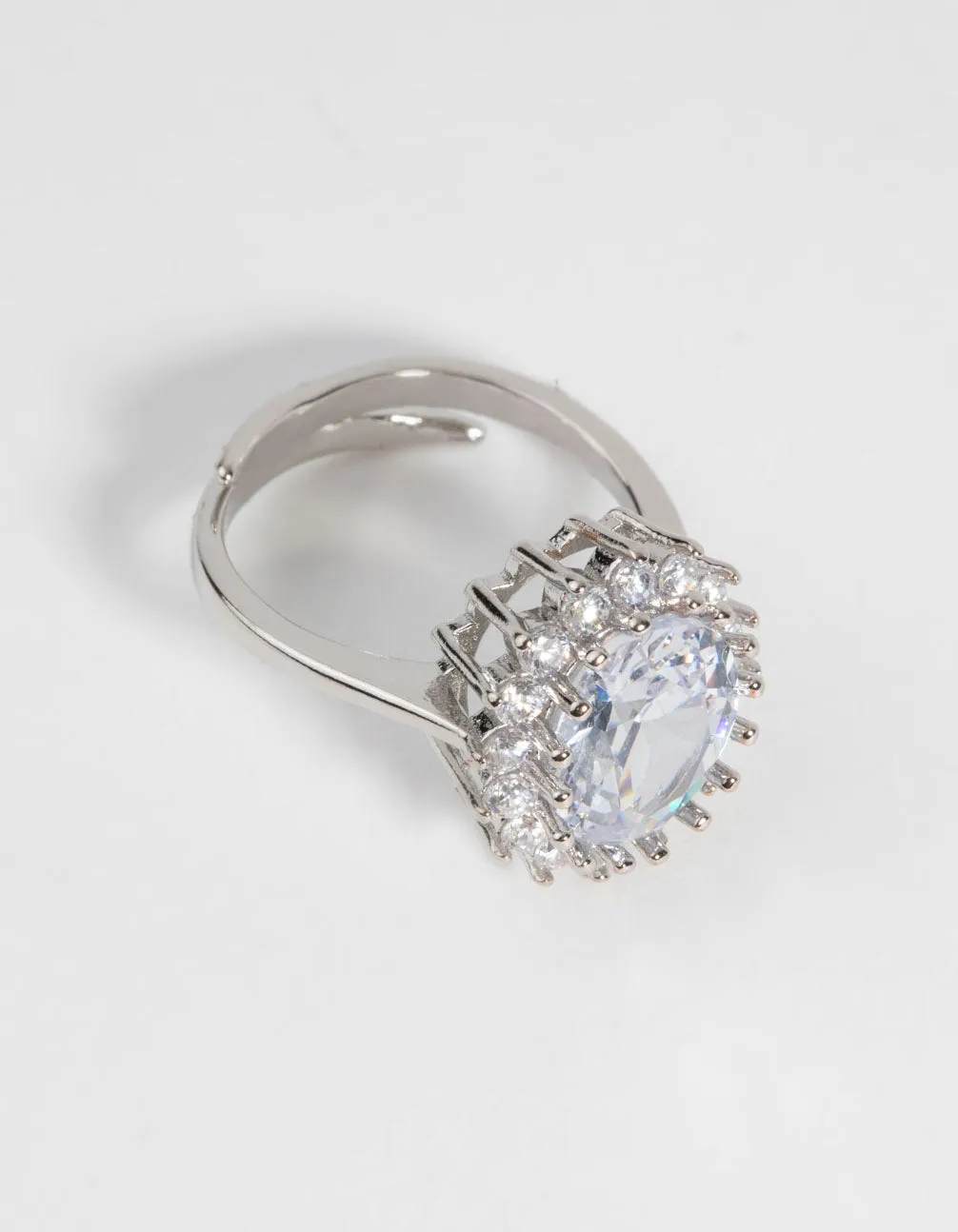 Silver Statement Sparkle Adjustable Ring