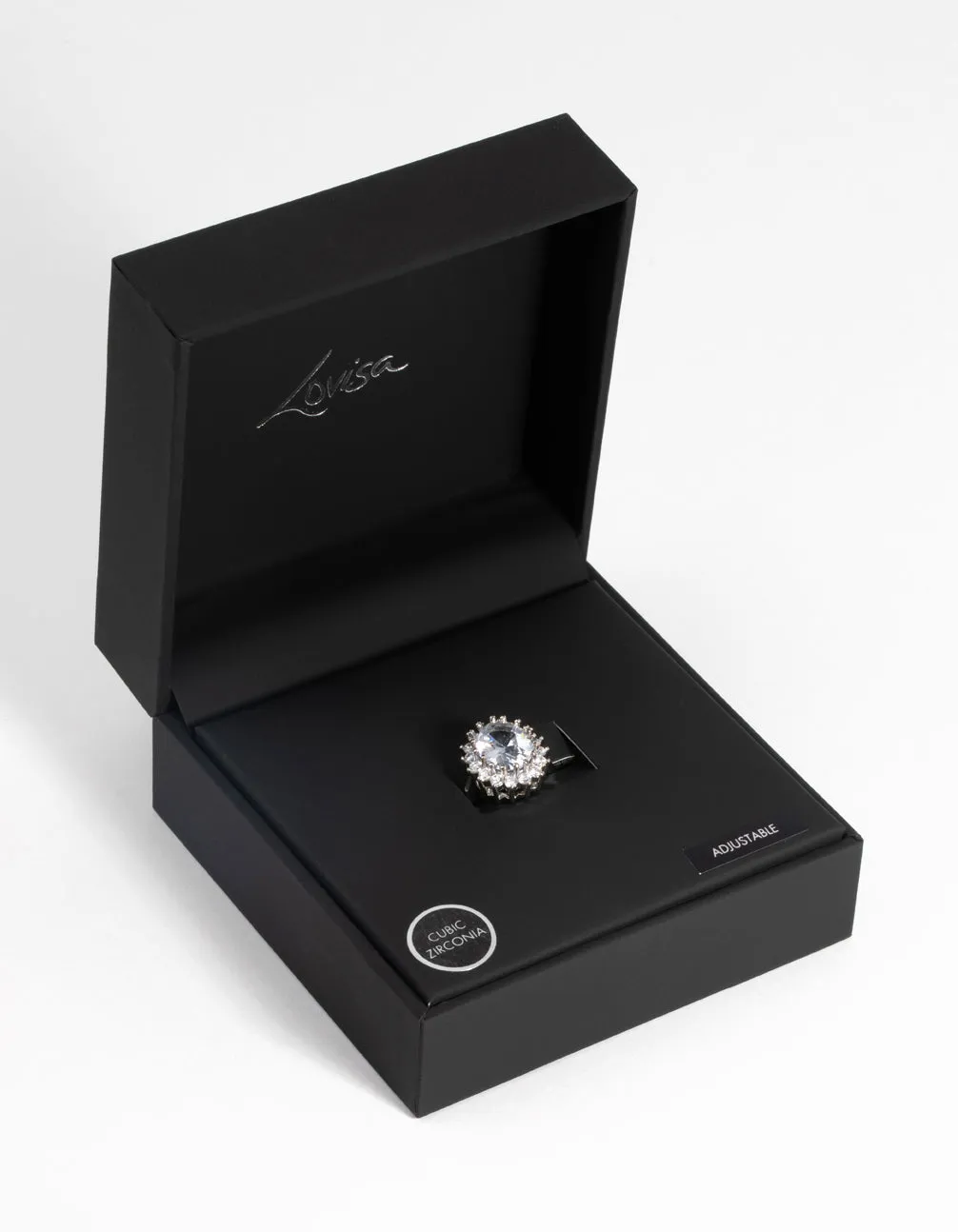 Silver Statement Sparkle Adjustable Ring